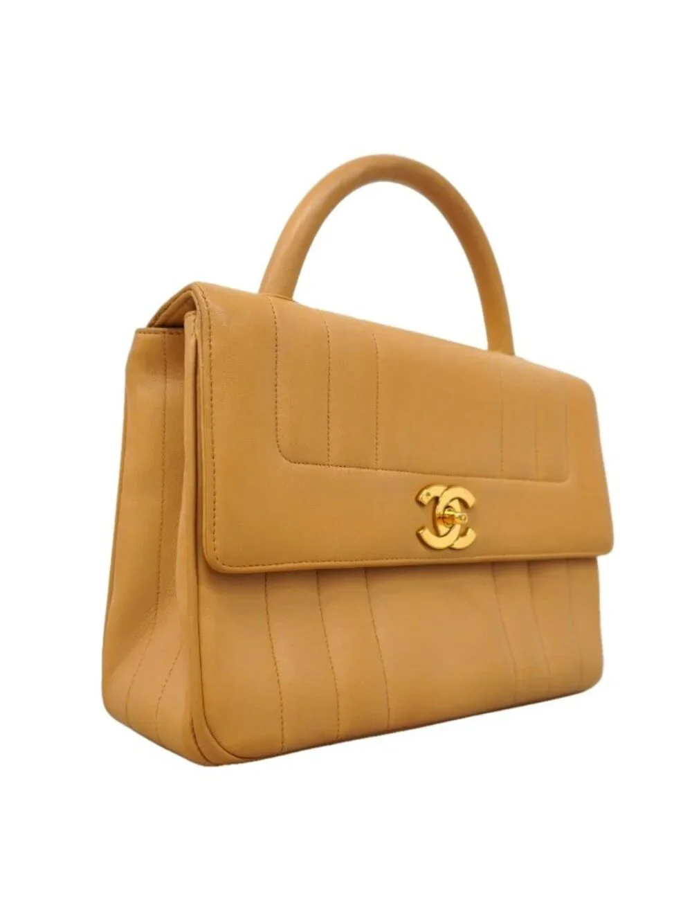 Chanel Handbag Mademoiselle Lambskin Beige Gold
